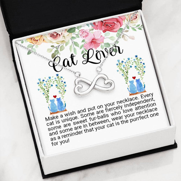 Cat Lover Infinity Hearts Necklace