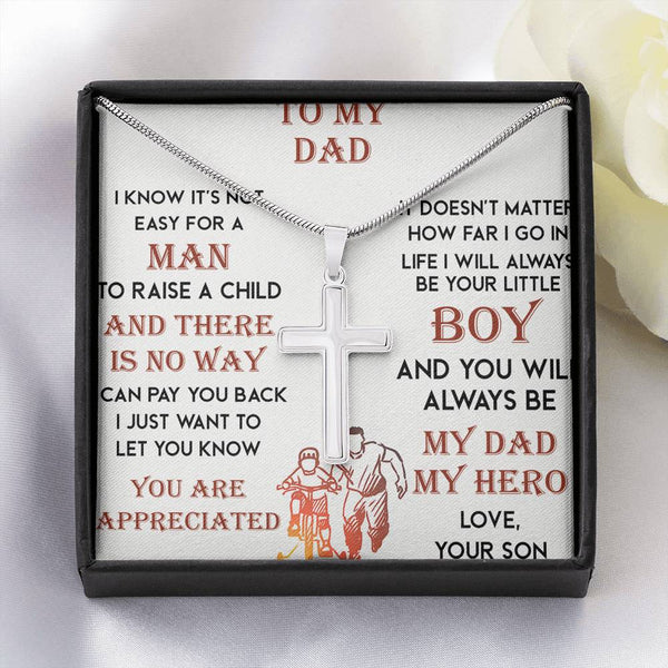 My Dad My Hero Stainless Steel Cross Necklace