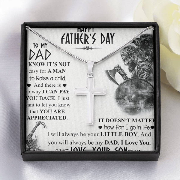 I Love You Dad Stainless Steel Cross Necklace