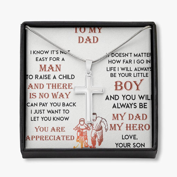 My Dad My Hero Stainless Steel Cross Necklace