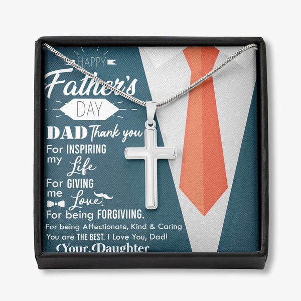 Thank You Dad Stainless Steel Cross Necklace