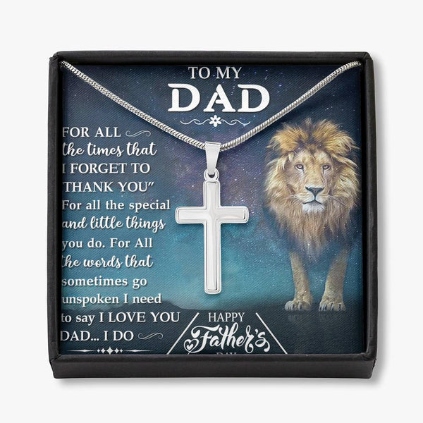Dad I Love You Stainless Steel Cross Necklace