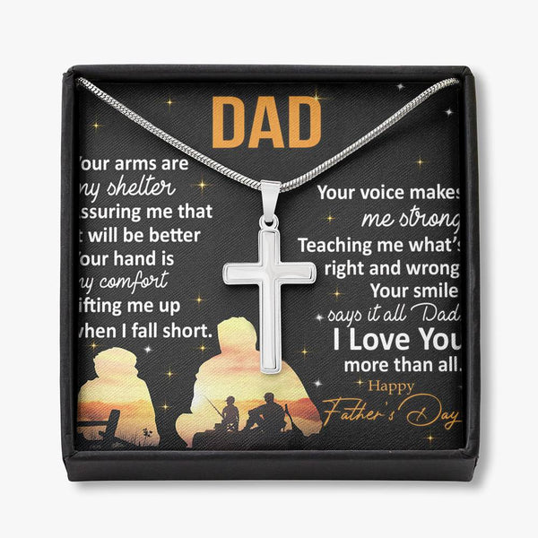 Happy Father's Day Stainless Steel Cross Necklace