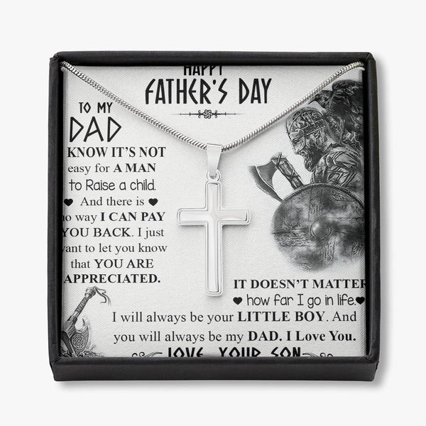 I Love You Dad Stainless Steel Cross Necklace