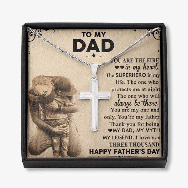 My Dad My Myth My Legend Stainless Steel Cross Necklace