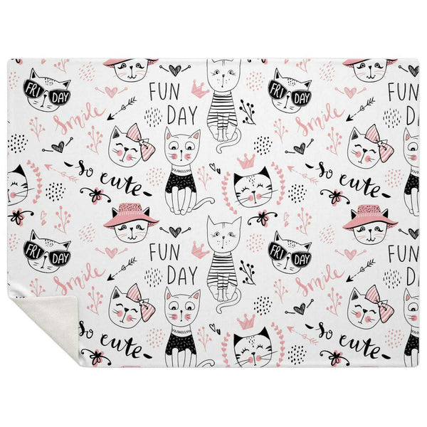 Fun Day Cat Premium Microfleece Blanket