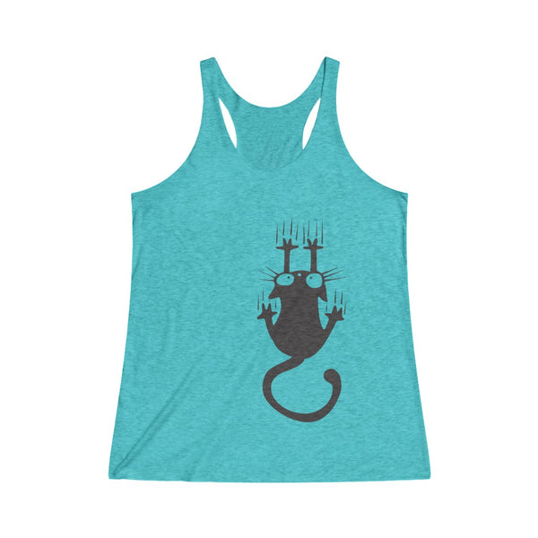 Cat Scratching Wall Women's Tri-Blend Racerback Tank Top