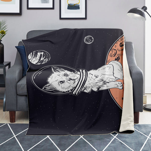 Space Cat Premium Microfleece Blanket