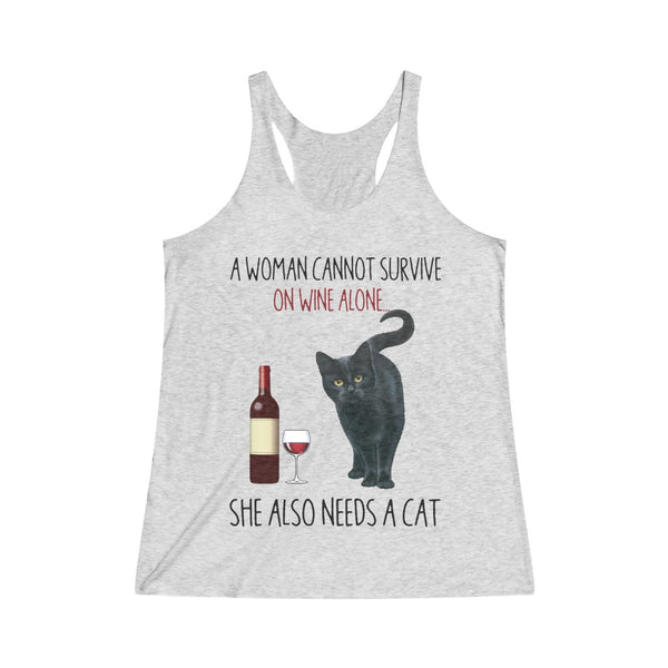 Cat And Wine Women's Tri-Blend Racerback Tank Top