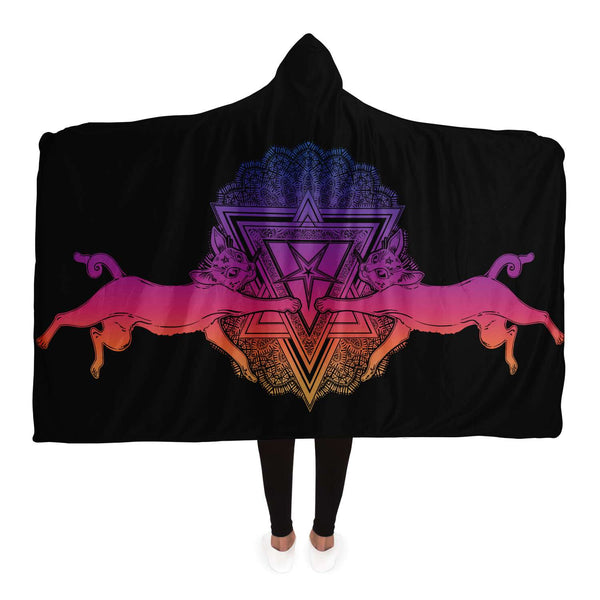 Cat Mandala Hooded Blanket