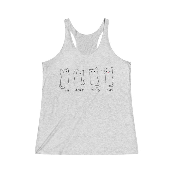 Un Deux Trois Cat Women's Tri-Blend Racerback Tank Top