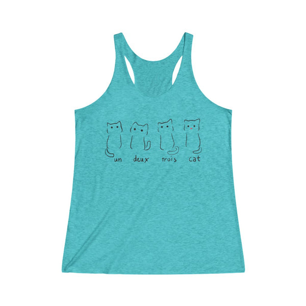 Un Deux Trois Cat Women's Tri-Blend Racerback Tank Top