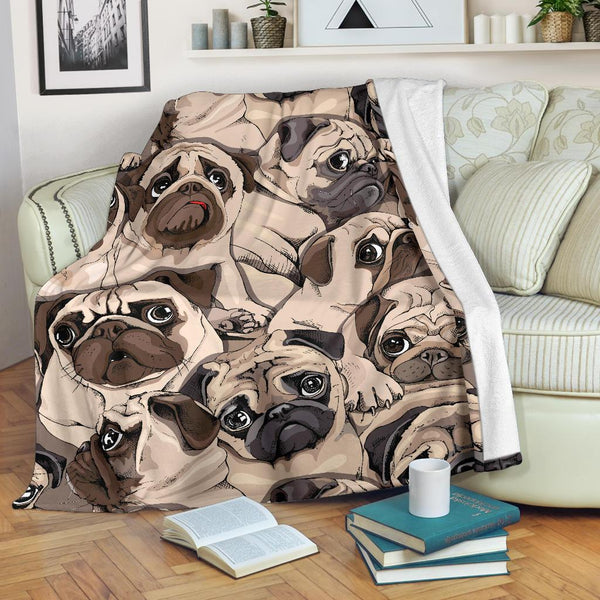 Cute Pugs Premium Microfleece Blanket