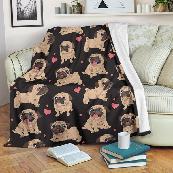 Cute Pugs Premium Microfleece Blanket
