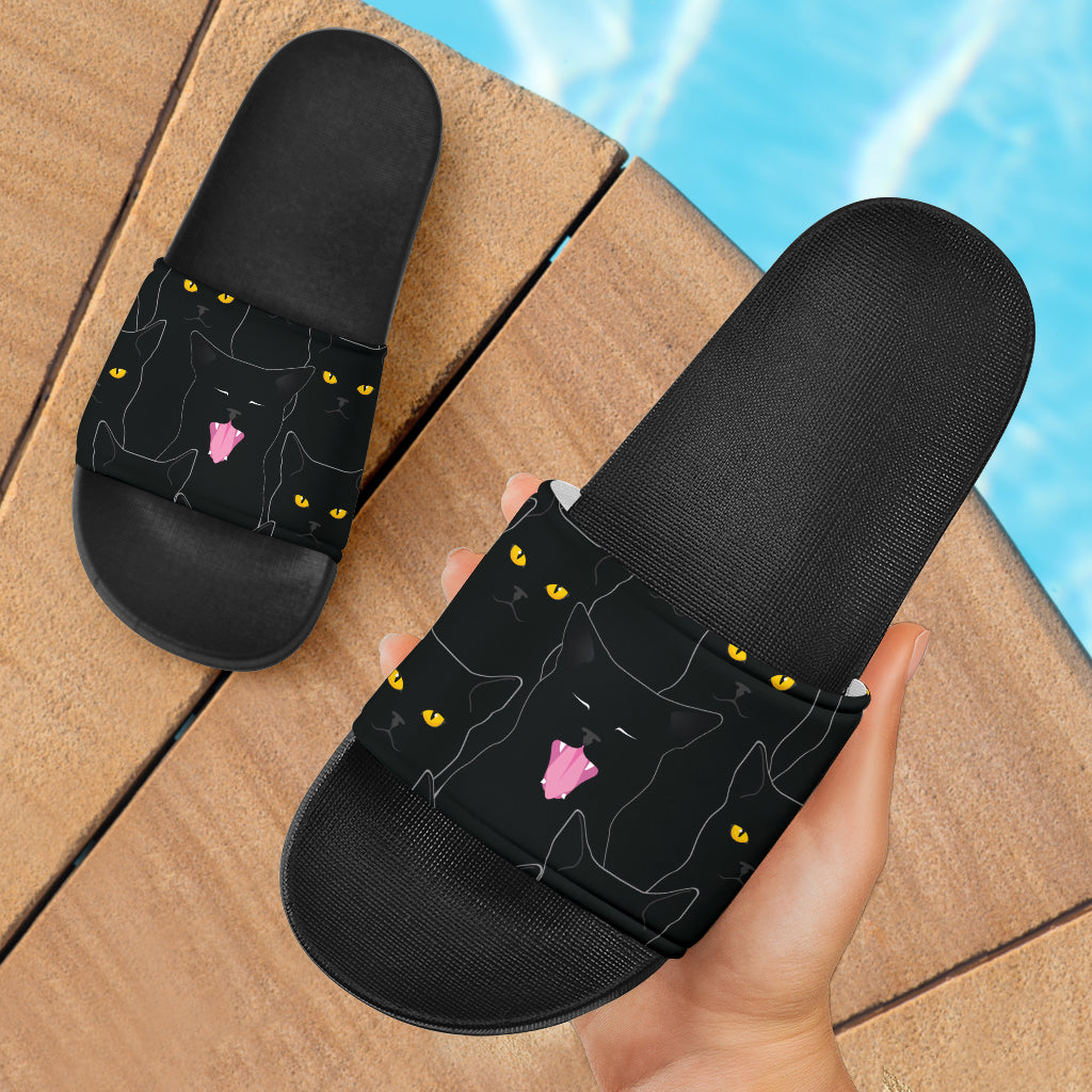 Black Cats Slide Sandals
