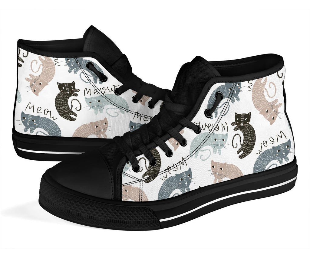 Cat canvas High Top shoes, Meow Meow check on sale out my new Cat Shoes that will bring smiles to all Cat lovers in your world, just adding a fun