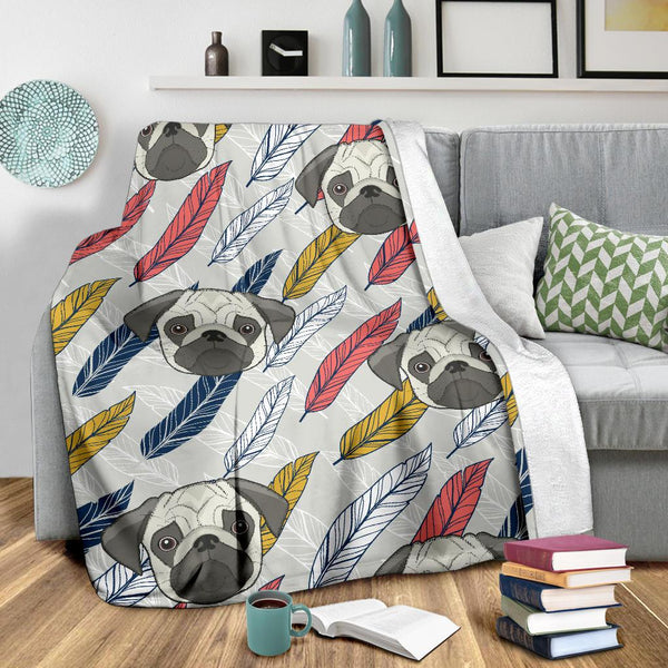 Feather Pugs Premium Microfleece Blanket