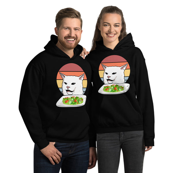 Cat Eating Salad Meme Unisex Hoodie