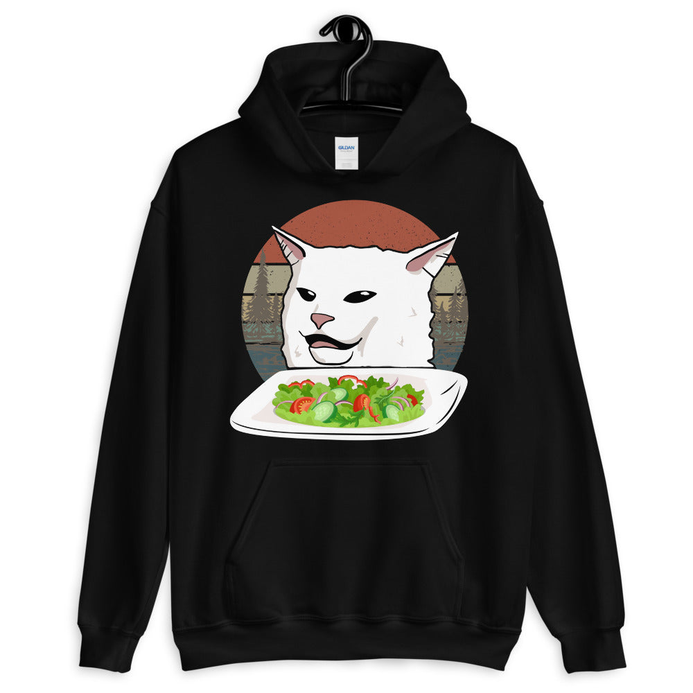 Cat Eating Salad Meme Unisex Hoodie