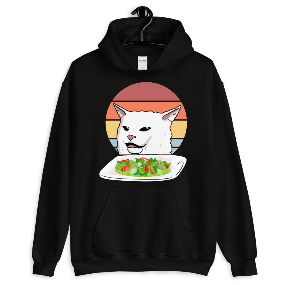 Cat Eating Salad Meme Unisex Hoodie