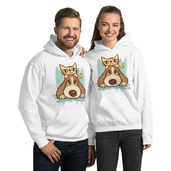 Lovely Cat And Dog Unisex Hoodie