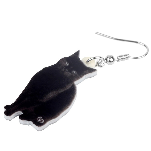 Acrylic Cute Black Cat Earrings