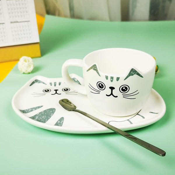 Cartoon Cat Ceramic Coffee Cup Sets