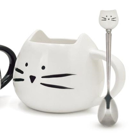 Ceramic Cute Cat Mugs With Spoon