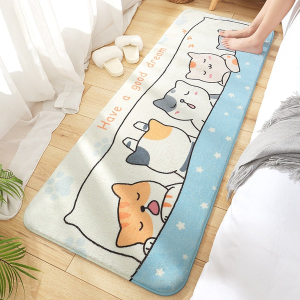 Cartoon Cats Bedside Rug Mat