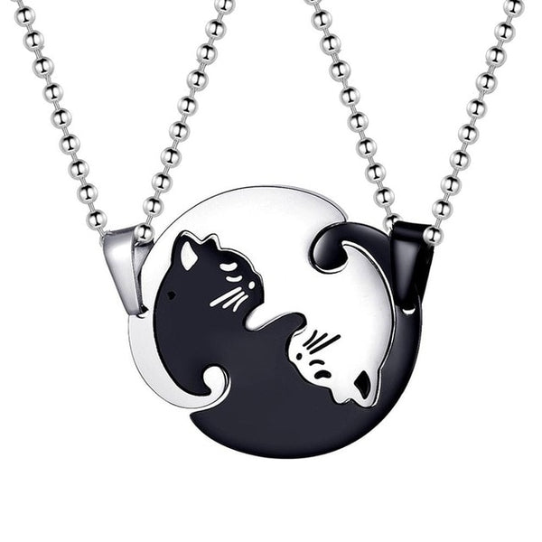 Yin Yang Cat Couple Necklace