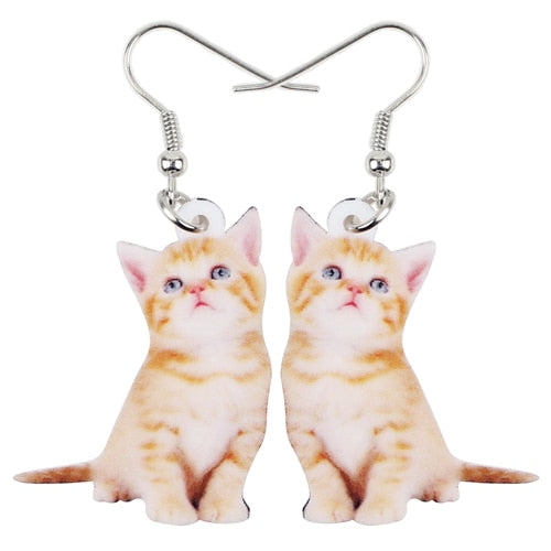 Acrylic Cute Cat Kitten Earrings