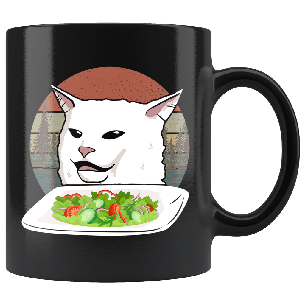 Cat Eating Salad Meme Mug